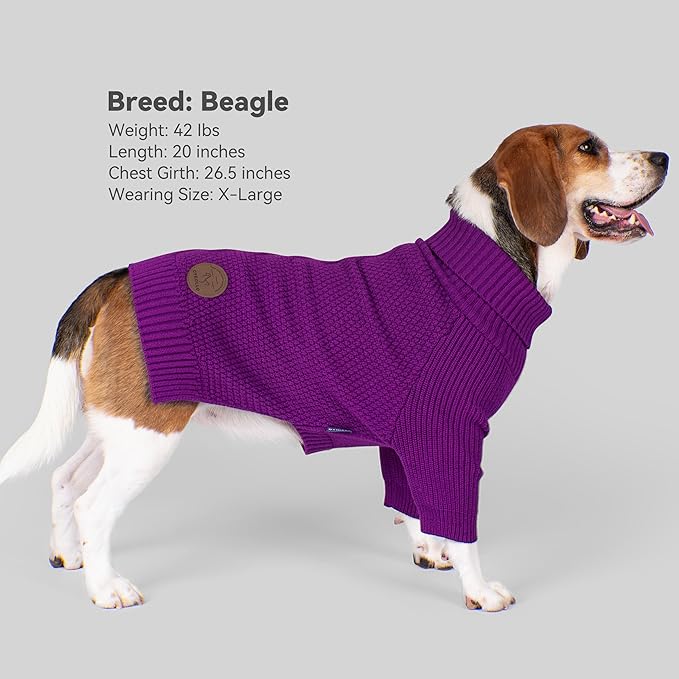 cyeollo Dog Sweater Pullover Turtleneck for Large Dogs, Classic Knitwear Fall Winter Cold Weather Dog Clothes Warm Pet Apparel Large Big Dogs Sweaters, Purple 3XL