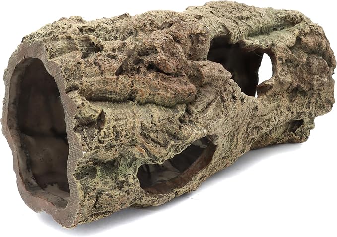 Reptile Terrarium Hideout Decor, Resin Wood Hide, Large | For Reptiles, Fish, Amphibians, Small Animals