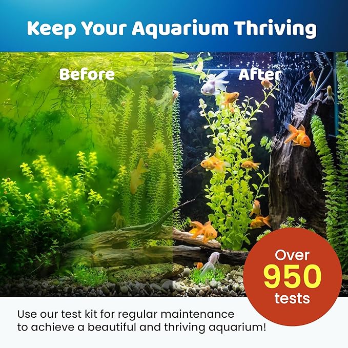 Freshwater Aquarium Master Test Kit – 950+ Tests for pH, Ammonia, Nitrite & Nitrate – Fast & Accurate Water Quality Testing – Ideal for Fish Tanks, Aquariums – Easy-to-Use Complete Kit