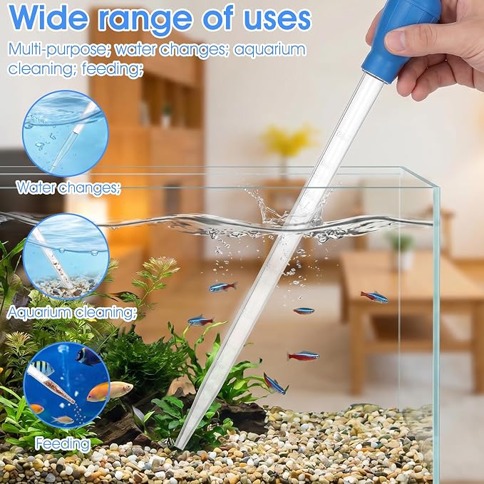 17.7IN Water Siphon for Fish Tank with 9.84inch Extension Tube 50ml Fish Tanks Siphon Fishes Tank Water Changer Fishes Tanks Suction Cleaner