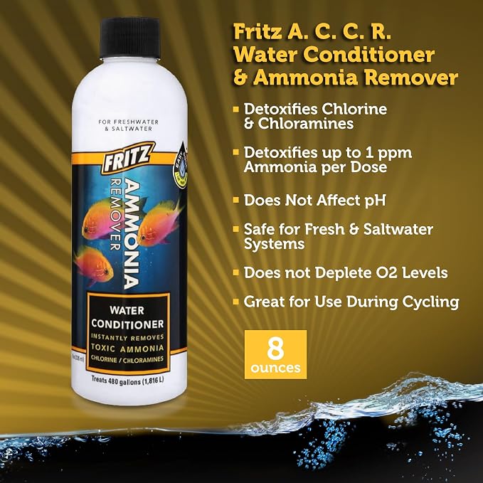 Fritz Aquatics ACCR Water Conditioner Instantly Removes Toxic Ammonia/Chlorine & Chloramines for Fresh & Salt Water Aquariums (8-Ounce)