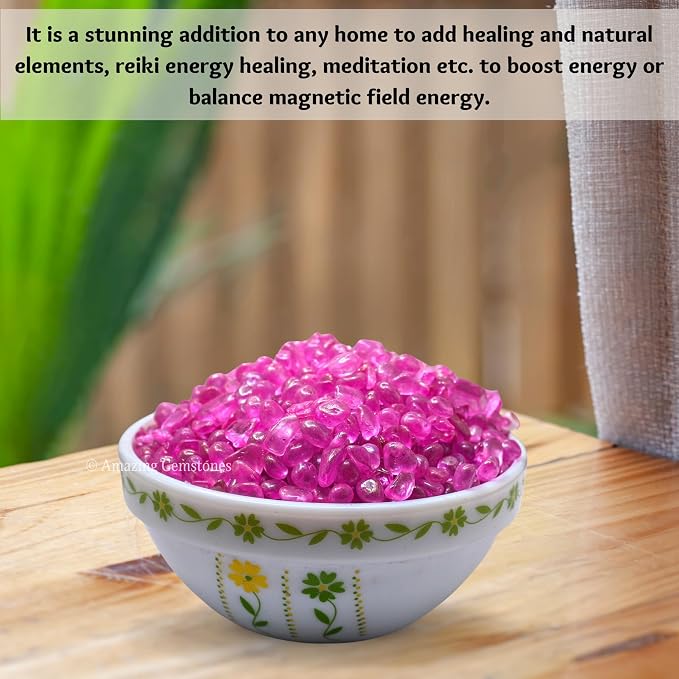 Amazing Gemstone Rose Aura Quartz Crystal Chips Aquarium Gravel Rocks - Aura Quartz Chips Bulk Fish Tank Gravel,Small Tumbled Stone Chips and Tiny Crystals for Decoration (Natural AAA Grade Gemstone)