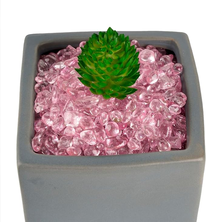 WAYBER 1 Pound Tumbled Sea Glass Pebbles Decorative Glass Stones, Pink | Vivid Long-Lasting Hues, Lustrous Polished Finish, Non-Toxic Material, Ideal for DIY Crafts & Home Decorations