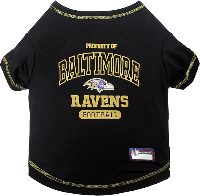NFL Baltimore Ravens Dog T-Shirt for Pets, Size X-Small. Officially Licensed Pet Shirt with Team Logo, Soft Stretchable Comfort Fit Apparel for Dogs & Cats