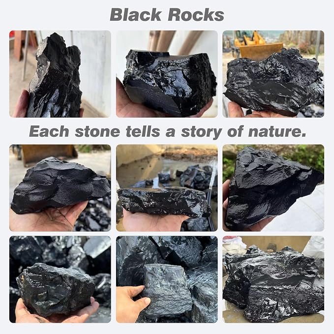 Unocho Aquarium Rocks 10lb Fish Tank Stones Black Rocks for Aquarium Aquascaping Fish Tank Decoration Reptile Basking Platforms Paludarium Bonsai Vivariums(3"-7"-7pcs)