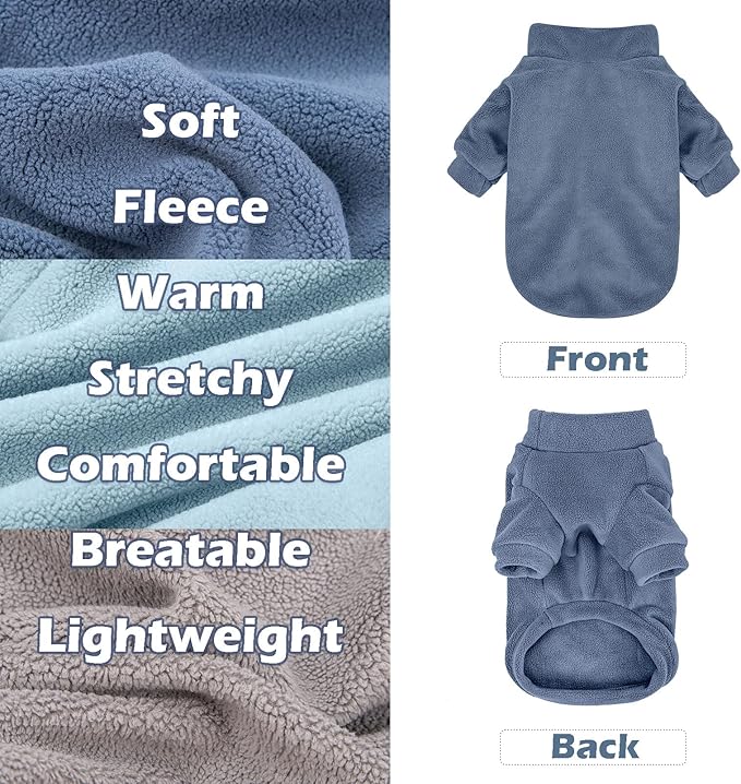 GYALAPERI Dog Sweater, 3 Pack Dog Sweaters for Small Dogs Girl Boy, Ultra Soft Warm Puppy Clothes Dog Coat for Winter (Gray+Azure+Navy, Large)