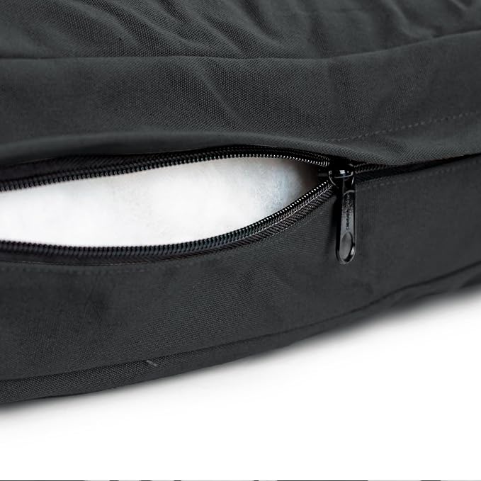 WHITEDUCK Outdoor Dog Bed Heavy-Duty 12oz Canvas, Water-Repellent Cotton, Machine Washable Removable Cover with Full-Length Zipper, Dog Bed for Large Dogs & Crate, (Black) 28" Lx20 Wx4.3 th (S)