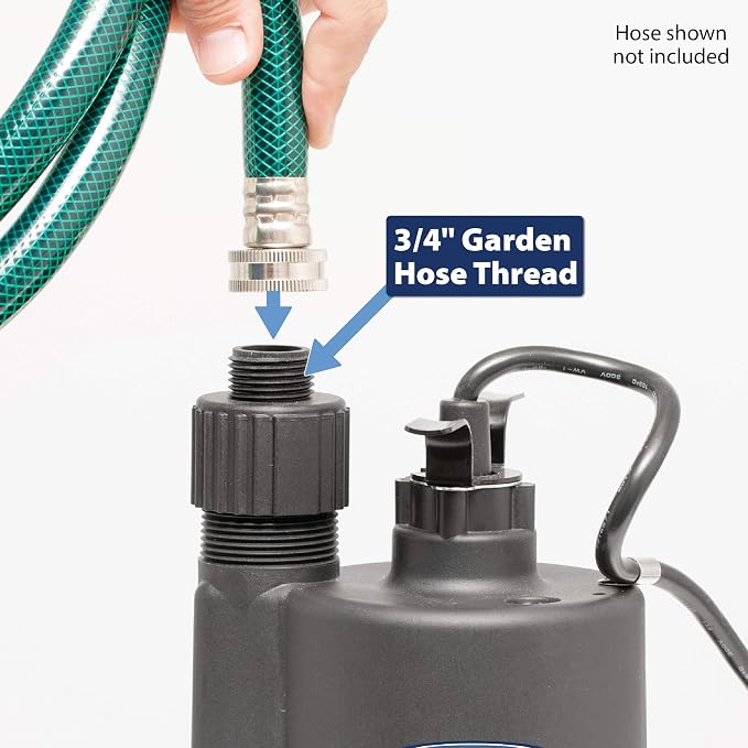 Superior Pump 91330 2400GPH Thermoplastic Submersible Utility Pump with 10-Foot Cord, 1/3 HP