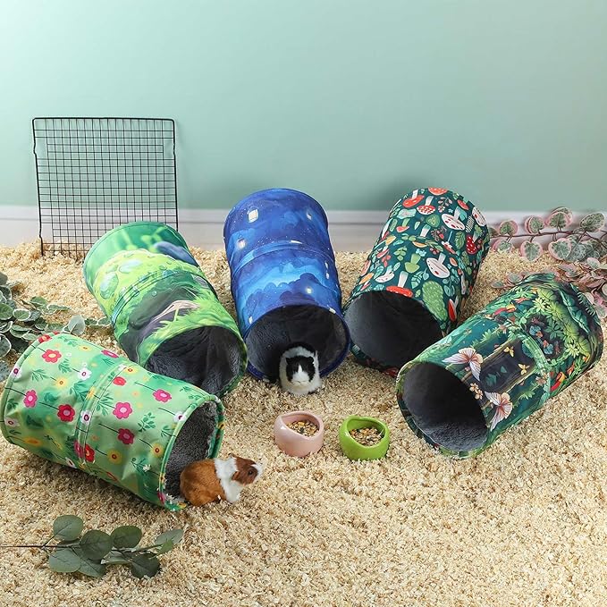 IBWell Cute Mushroom Guinea Pig Hideout Tunnel Bunny Tunnel Guinea Pig Tunnels and Tubes Hamster Tunnel Soft Tunnel