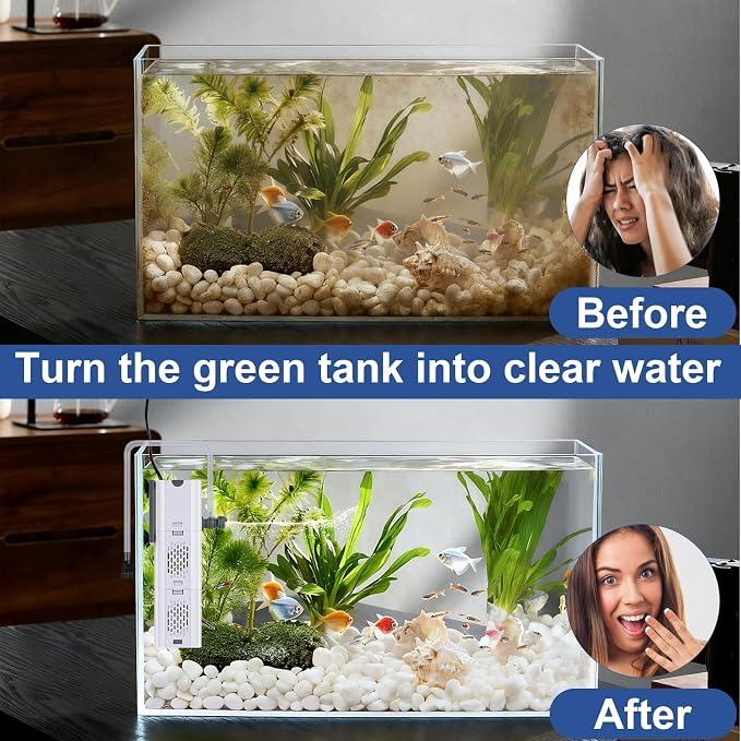 265 GPH 4-In-1 Aquarium Filter, 20-80 Gallon Fish Tank Filters (15 W) | Fish Filter, Filtration And Oxygenation, Filter for Fish Tank with Biochemical Cotton, Ceramic Beads, Turtle Tank Filter