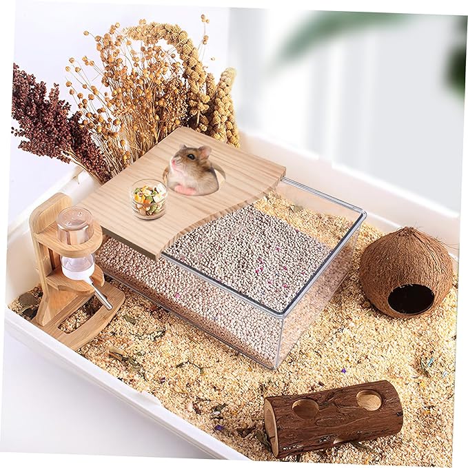balacoo 1pc Transparent Chinchilla Sand Bath House Acrylic Bath Container for Hamster Dust Lightweight Stable Design for Pet Cages for Animals