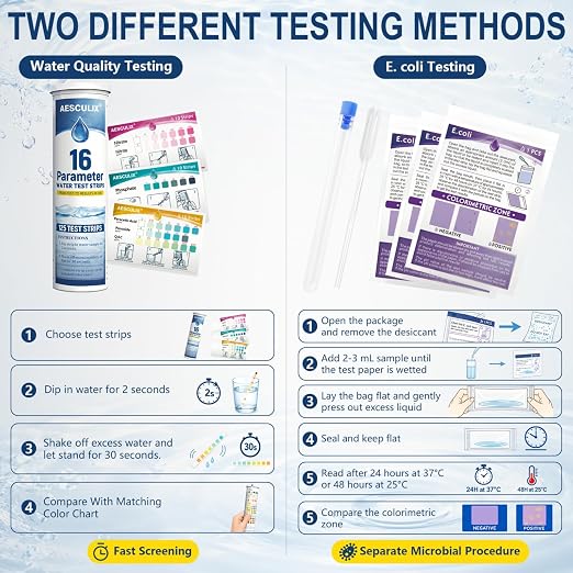 23 in 1 Water Test Kit for Drinking Water 158 Strips, Upgraded Home Water Testing Strips for Well & Tap Water, Detects Hardness, Chlorine, pH, Lead, Iron, Copper & More
