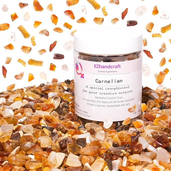 Carnelian Crystal Chips Bulk 1lb, 1200+ Pieces, 5-8mm Natural Gemstones