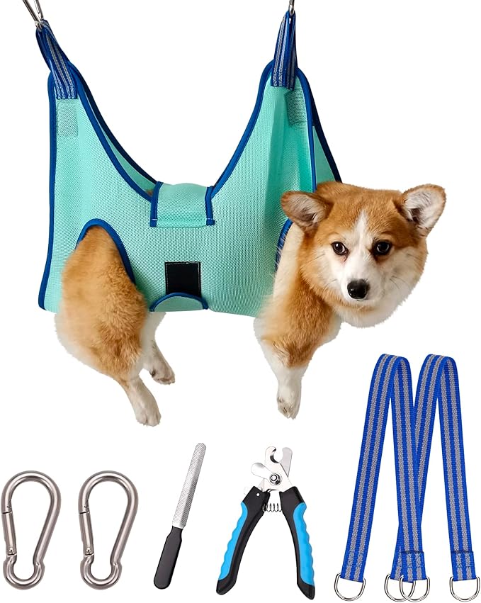 Kkiimatt Dog Grooming Hammock,Medium - Large Hanging Harness Holder for Nail Clipping,Nail Trimming Hammock for Pet,Grooming Sling Hanger Restraint for Claw Care