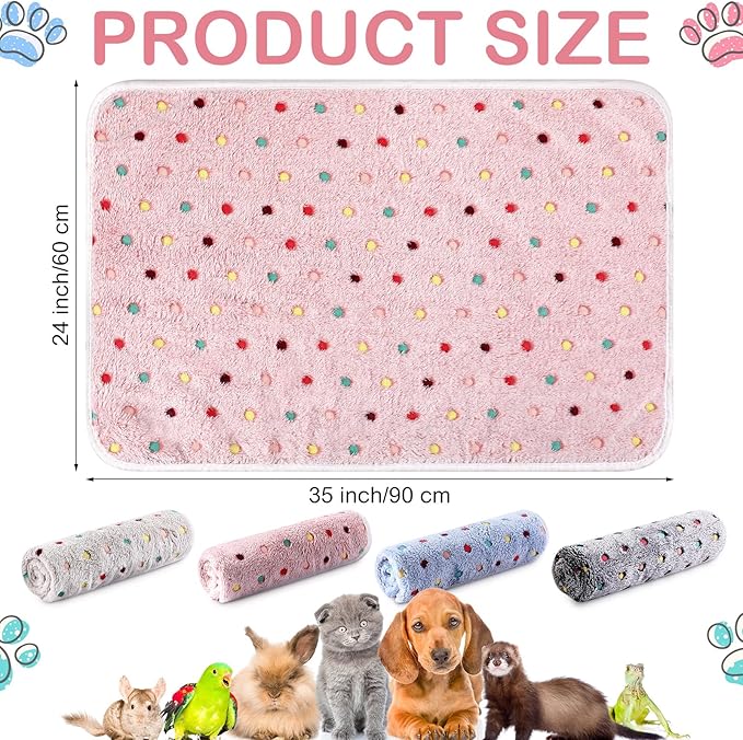 Tudomro 8 Pcs Guinea Pig Blankets Washable Small Pet Fleece Bedding Cage Liners Double Sided Pet Reusable Sleep Mat Pad Cover for Ferret Chinchilla Furniture Protection(Dot,35 x 24 Inch)
