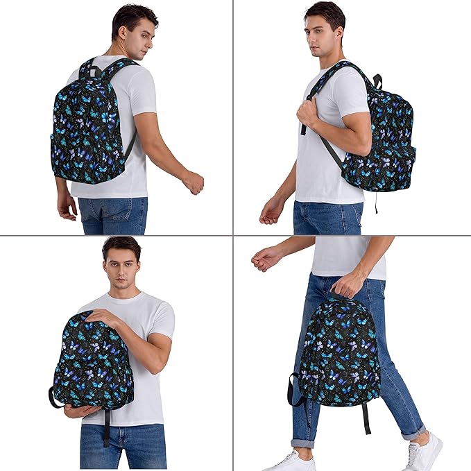 Butterflies Backpack for Women 16.7 Inch Laptop Backpack/Lightweight Waterproof Travel Daypack, Hiking & Work Bag