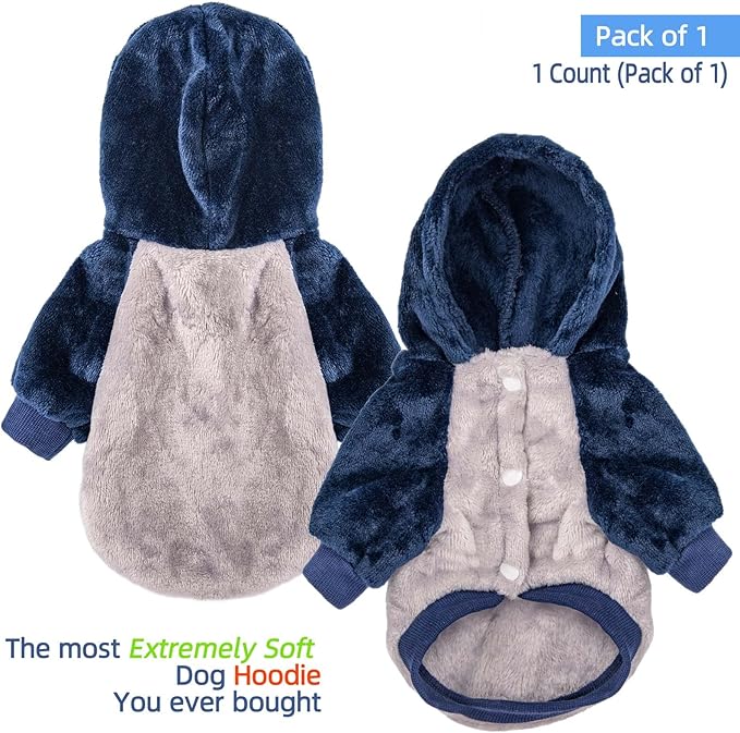 FabriCastle Small Dog Hooded Sweater, Dog Clothes XXS XS Small for Dogs Boy & Cats, Soft and Warm Pet Coat, Winter Pet Jacket, Doggy Apparel Costumes, Puppy Outfits Snap On Hoodies (Grey body, Medium)
