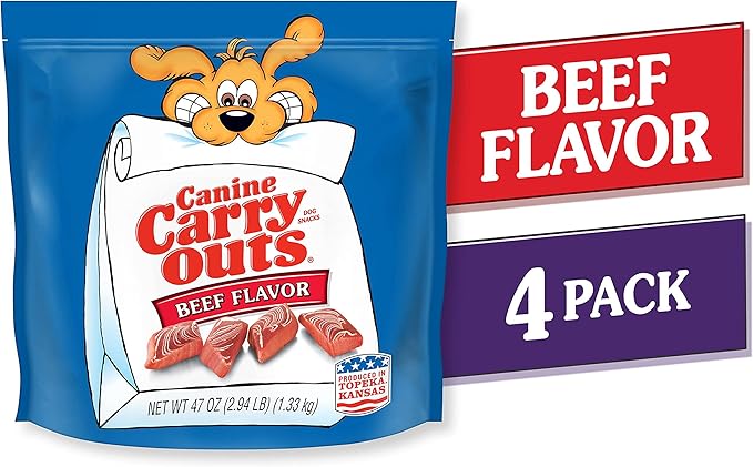 Canine Carry Outs Beef Flavor Dog Treats, 47 Ounce Bag (Pack of 4)