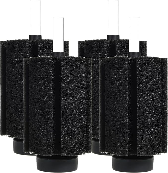 ALEGI Aquarium Bio Sponge Filter with Ceramic Media for Clear and Quiet Aquariums for Betta Fry Shrimp Tiny Fish Tank (75+ Gallon 4 Pack)