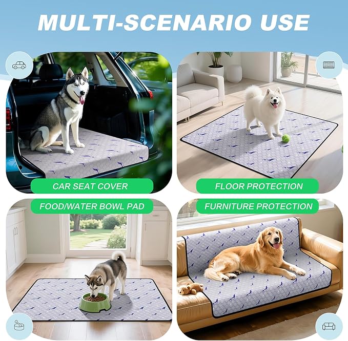 Washable Pee Pads for Dogs, 2 Pack Puppy Pads, Super Absorbent & Leakproof with Anti-Slip Bottom for Dog Training, Crates, Car, Pet Pee Pads, and Furniture Protection,34"x52"