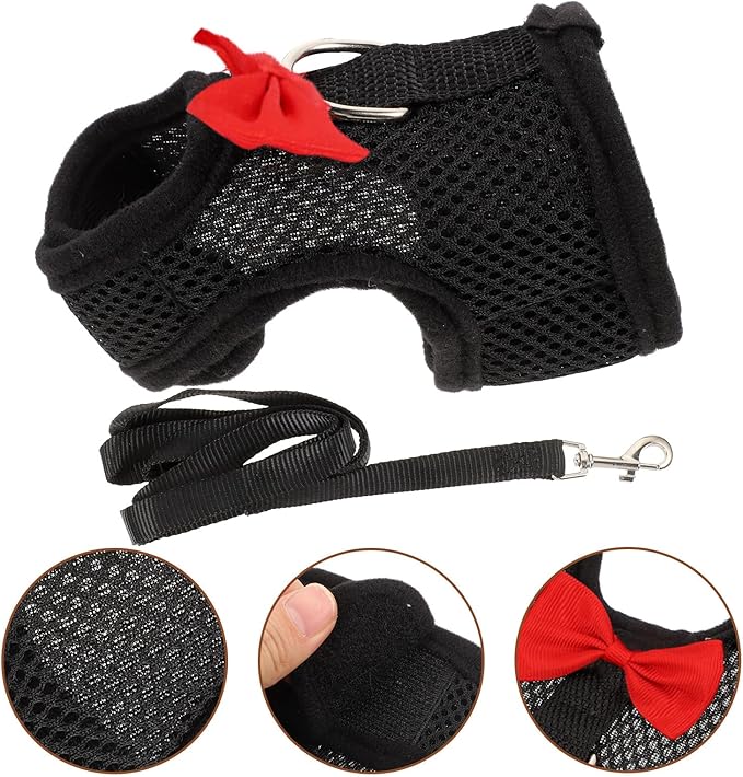 NUOBESTY Bunny Harness Leash Set Breathable Mesh Vest Guinea Pig Harness Adjustable Chest 20-23cm Small Pet Walking Supplies for Rabbits and Guinea Pigs