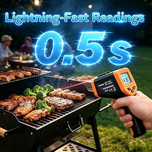Pizza Oven Thermometer Gun for Cooking, Infrared Thermometer for Griddle | -58℉~1022℉ OnniOne Non Contact Blackstone Griddle Accessories for Grilling with Hard Carrying Bag LCD Backlit (NOT for Human)