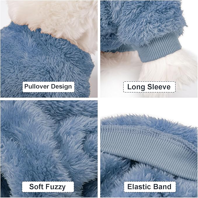 Dog Sweater, 3 Pack Dog Sweaters for Small Dogs, Dog Clothes for Small Dogs Girl Boy, Ultra Soft and Warm Puppy Sweater Dog Coat for Winter Christmas (S, Blue+Lt Coffee+Dark Grey)