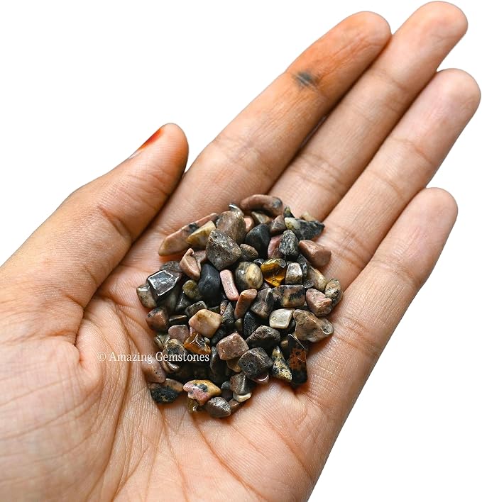 Amazing Gemstone Rhodonite Crystal Chips Aquarium Gravel Rocks - 1000+ Carat Bloodstone Chips Bulk Fish Tank Gravel, Small Tumbled Stone Chips and Tiny Crystals for Decoration (AAA Grade Gemstones)
