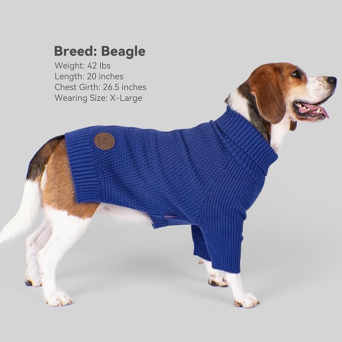 cyeollo 4XL Dog Sweater,Pullover Turtleneck for Large Dogs, Classic Knitwear Fall Winter Cold Weather Pet Clothes for Giant Breed Warm Pet Apparel Large Big Dog Sweaters Male, Royal Blue XXXXL