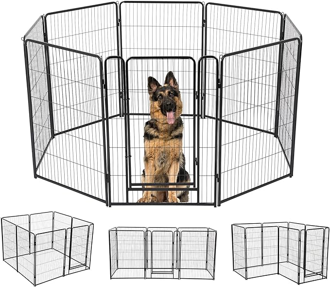 BestPet Dog Playpen, 40 Inch 8 Panels Pet Exercise Pen, Indoor Outdoor Dog Fence for RV, Camping, Yard, Black