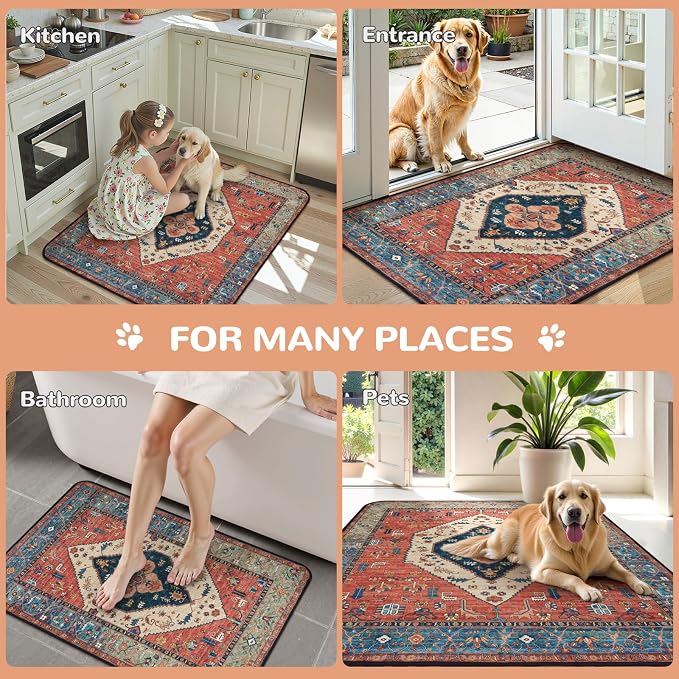 Lahome Extra-Large Washable Dog Pee Pads (72"x72") - Super Absorbent & Waterproof - Leakproof Reusable Mat for Playpens, Beds & Whelping, Convenient Cleanup,Red