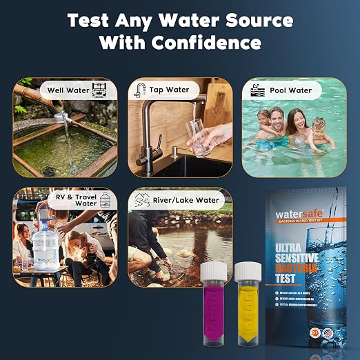 Watersafe® Bacteria Water Test Kit – USA-Made – Results as Fast as 6 Hours – Detects Coliform (Inc. E. coli) & Non-Coliform Bacteria in Drinking, Well & Tap Water – Lab-Quality Testing – 1 Pack