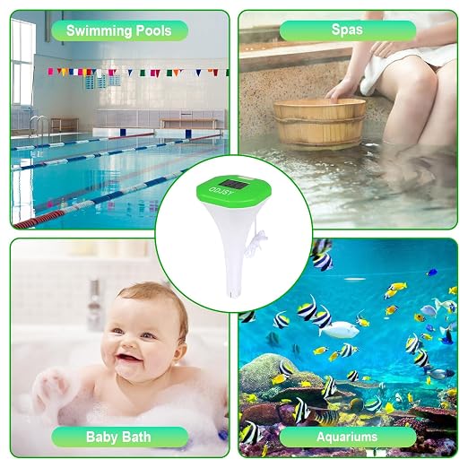 2026 Newly Wireless Pool Thermometer, Digital Water Temperature Tester with LCD Display for Swimming Pools, Spas, Hot Tubs & Aquariums (Green)
