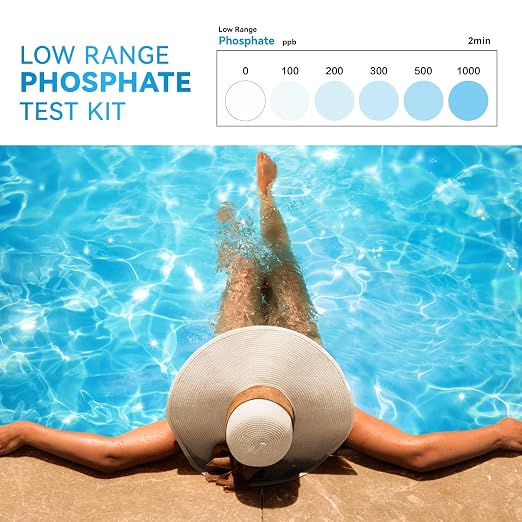 Phosphate Test Kit, Pool Phosphate Test Kit, 50 ct with Colorimetric Tube | Phosphate Test Strips for Hot Tub and Swimming Pool, Quick & Reliable Water Testing