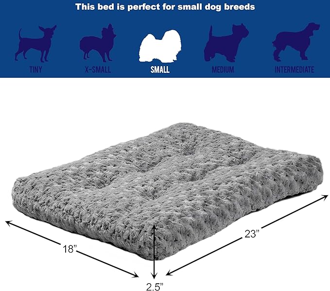 MidWest Homes for Pets Small QuietTime Deluxe Gray Ombré Swirl Plush Pet Bed, Machine Washable, Non-Skid Bottom, Soft Crate Mat for 24-inch Crates