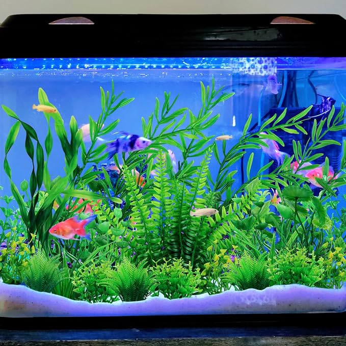 QUOZUO Fish Tank Accessories Aquarium Decorations Green Plants, 25pcs Green Fish Tank Decorations Plant, Aquarium Decor Plastic Plants