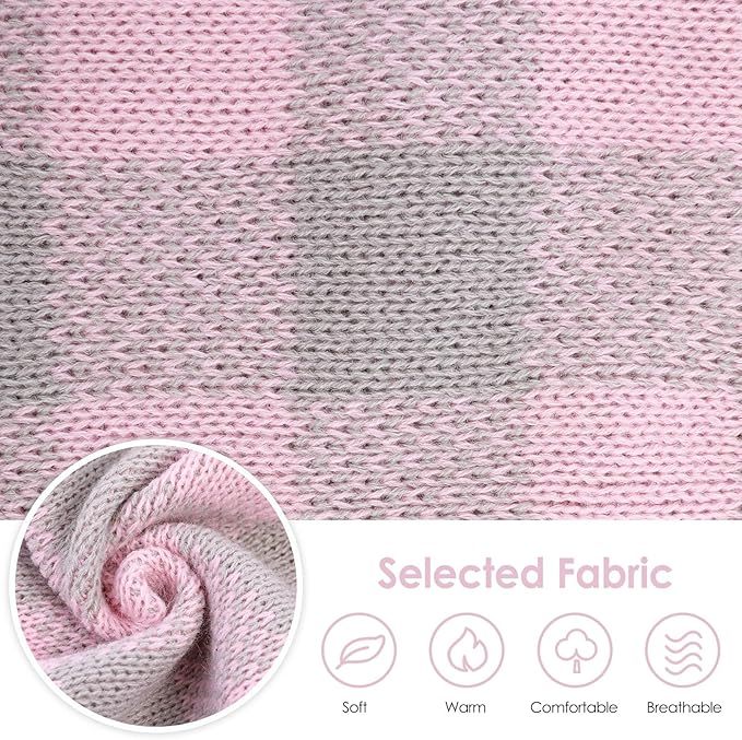 Dog Sweater Dress Plaid Knitwear for Small Medium Dogs Warm Puppy Pet Turtleneck Stretch Pullover Cute Fall Winter Vest Clothes with Leash Hole for Christmas (Grey, L)