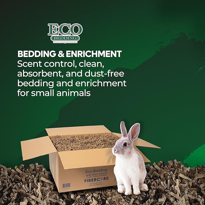 FiberCore Eco Bedding with Odor Control, 99% Dust Free Paper Bedding for Small Animals and Birds, 10 lb (Expands to 250 L).