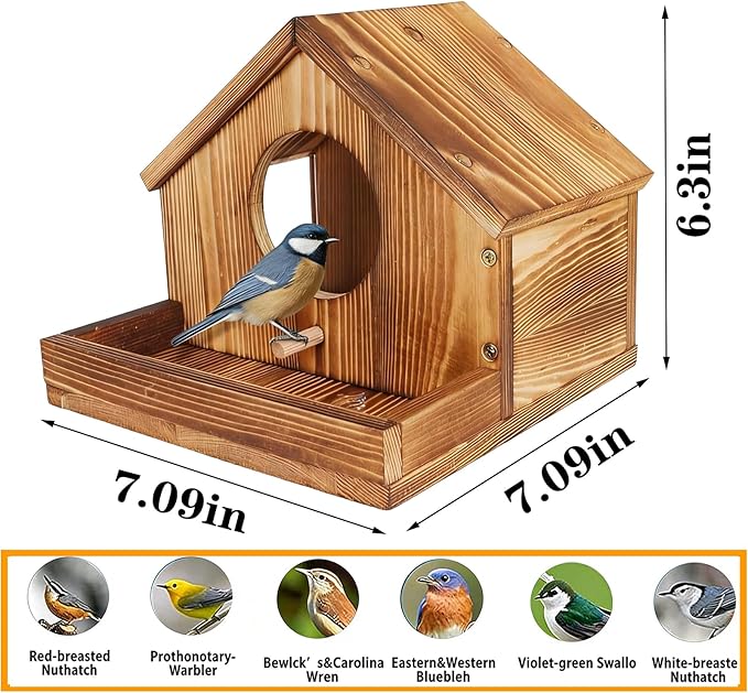 ‌Wooden Bird Nest House with Felt Cover-Detachable Hanging Hammock Bed for Parakeets, Budgies, Cockatiels, Lovebirds, Conures, Canaries, All-Season Perch Hideaway for Birdcage (Wood Color)