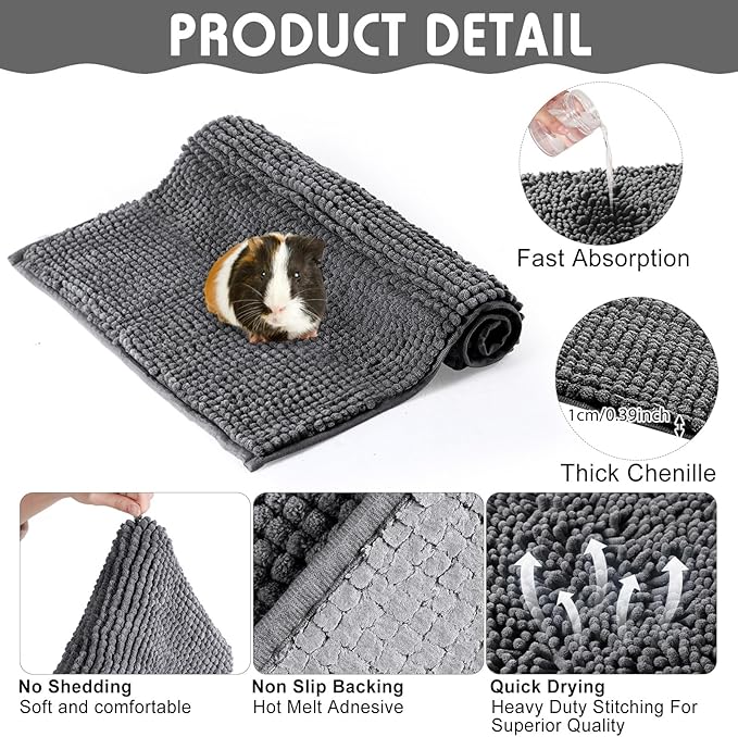 Amylove 4 Pcs Guinea Pig Cage Liner Washable Fleece Pee Pads Pet Dog Cat Bedding Training Mat for Small Animal Guinea Pig Puppy Bunny Hamster(12 x 12 Inch,Square,Dark Gray)