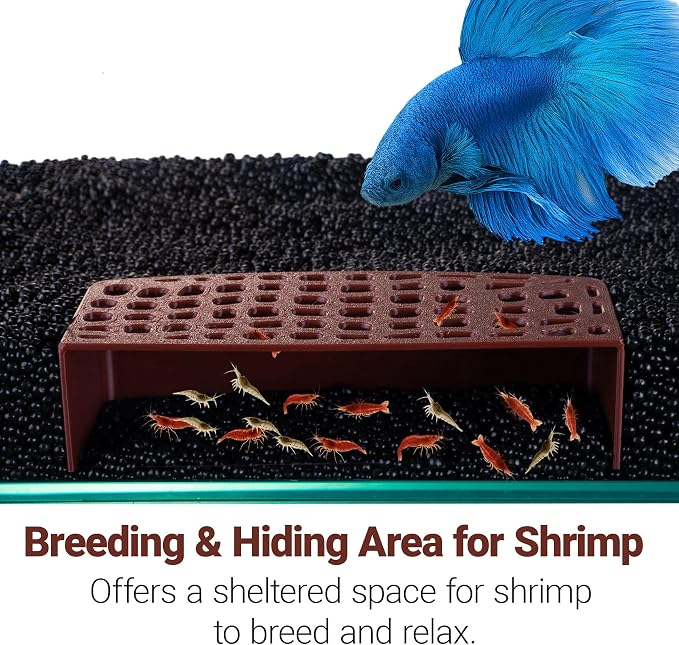 2Pcs Shrimp Hide Cave, Aquarium Shelter, Shrimp Tank Accessories, Fish Tank Decorations (Brown)