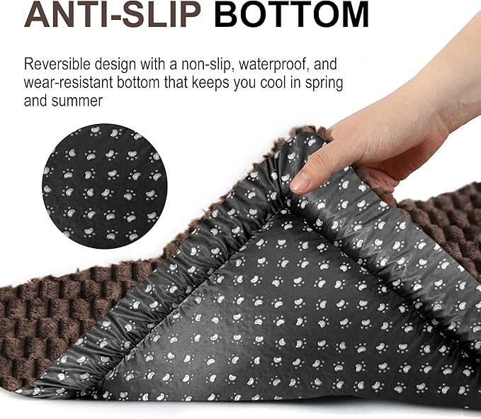 Dog Bed Crate Mat, Soft Durable Washable Anti-Slip Kennel Pad for Dogs & Cats, Reversible (Dark Brown, M(30"*20"*1.5"))