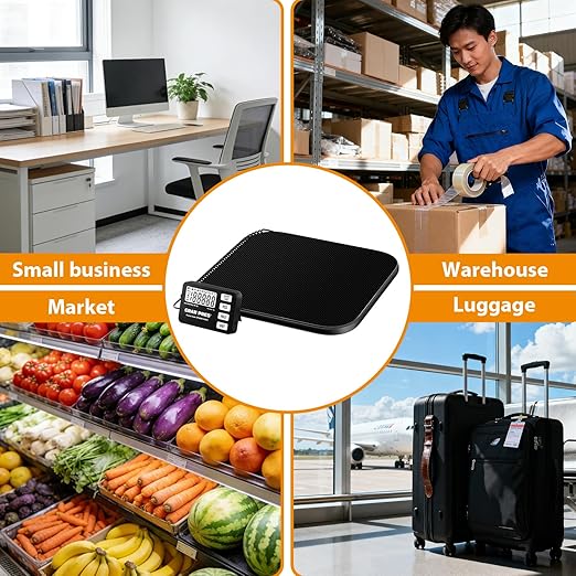 GRAM PRES Shipping Scale 440 lbs/10g Digital Postal Scale with LCD Display, Hold/Tare/Pcs Functions for Packages/Luggage/Post Office/Dog, Battery & USB Cable Included