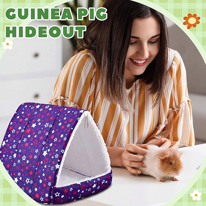 Cinnvoice 4 Pcs Guinea Pig Hideout, Guinea Pig Bed Tunnel, Rabbit Washable Small House Cage Accessories for Bunny Hedgehog Mouse Chinchillas Hamsters Ferrets Bearded Dragons Rats (Classic,9.8 in)