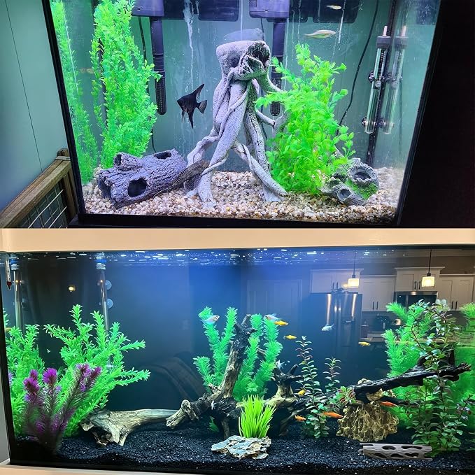 kathson 2PCS Extra Large Artificial Aquarium Plants,23 Inches Tall Fish Tank Decorations Plant Plastic Seaweed Decor Bendable Underwater Fish Tank Accessories Large Plants (Green)
