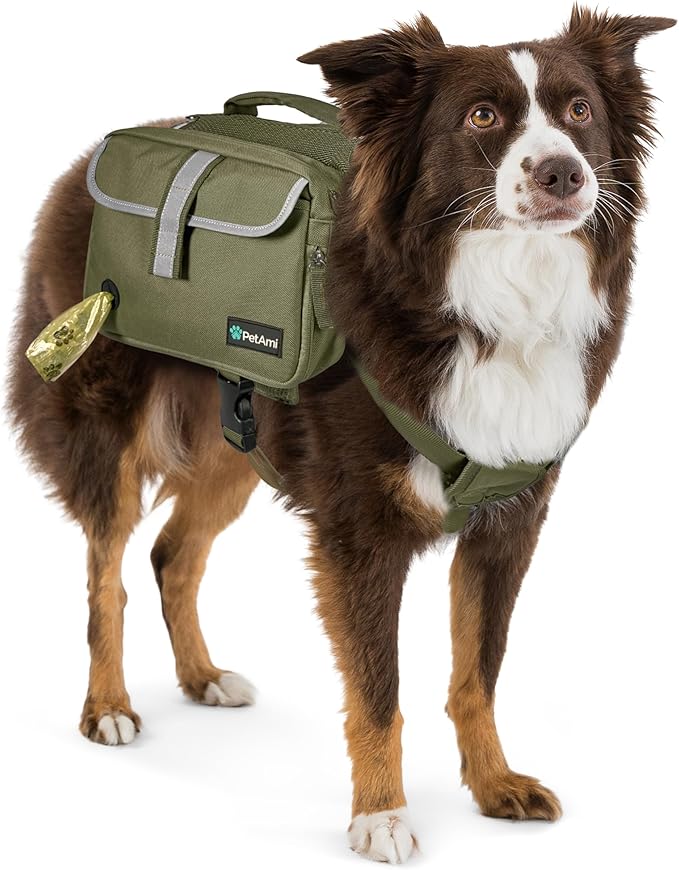 PetAmi Dog Backpack for Medium & Large Dogs, Saddle Bag for Dogs to Wear for Hiking, Pet Backpack Harness Dog Pack with Reflective Side Pockets for Walking Running