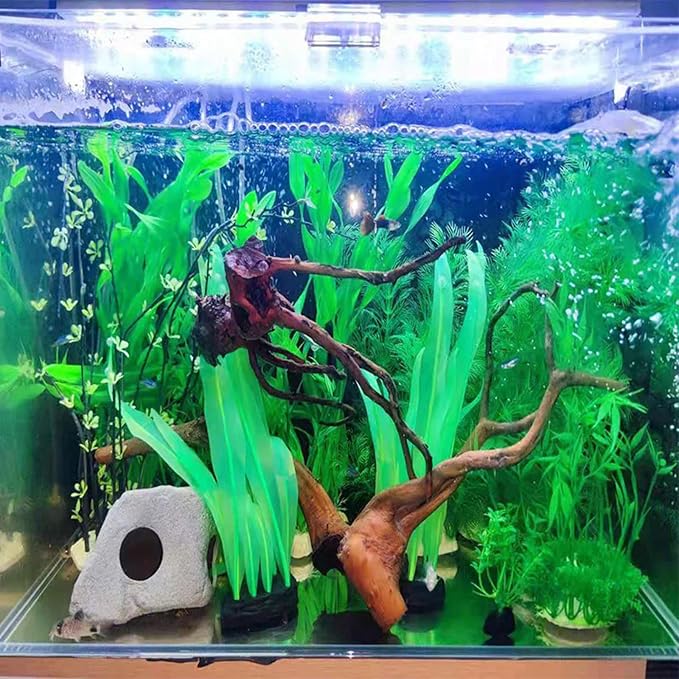 2Pcs Soft Silicone Aquarium Plants Glowing Kelp Fish Tank Plants Decor Artificial Aquarium Plant Decoration Simulation Artificial Water Grass for Fish Tank,Green,7inch