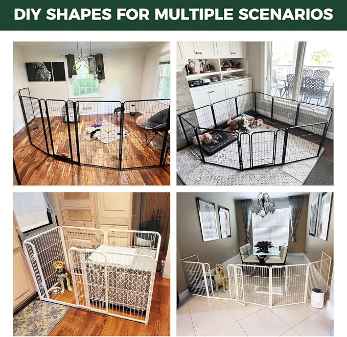 FXW Homeplus Unleashed Indoor Dog Playpen - Stress-Free and Safe Play, Heavy Duty 45 Inch 16 Panels Dog Pen for Large Dogs, Black│Patented