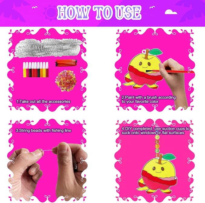 30 Set Apple Suncatcher Craft Kits, Blank Back to School Sun Catcher Art | DIY Window Paint Art Sets for First Day of School Supplies Home Party Activities Art Project