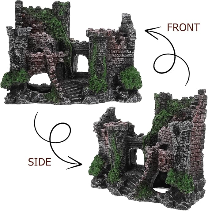 Realistic Resin Aquarium Castle Decoration for Fish and Shrimp with Sturdy Rock Cave Structure Small Fish Hideout for Aquarium Decor